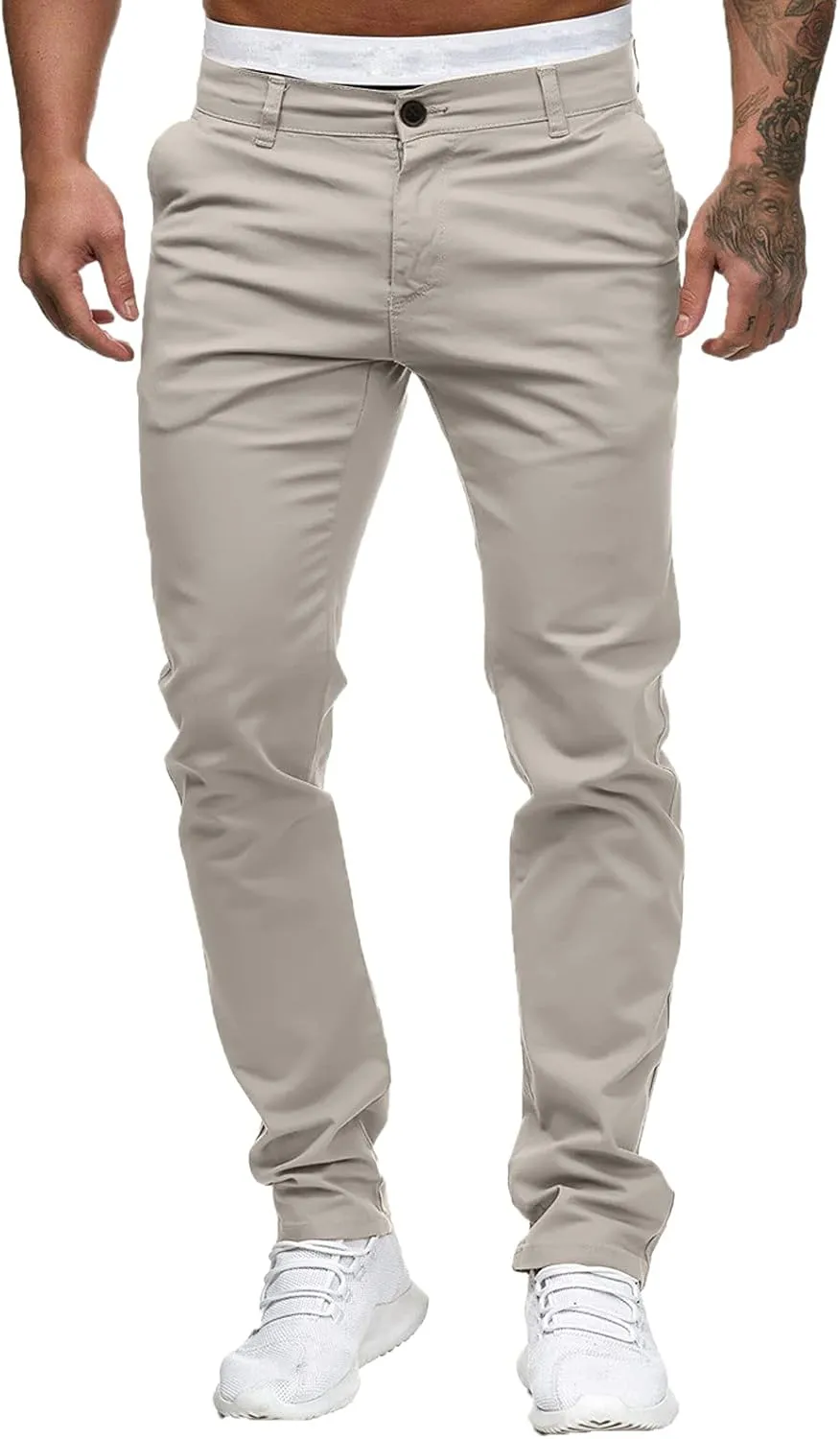 GOKKILRW Mens Slim Fit Golf Work Pants Flat-Front Stretch Chino Pants Casual Skinny Dress Pants Tapered Hiking Travel Pants