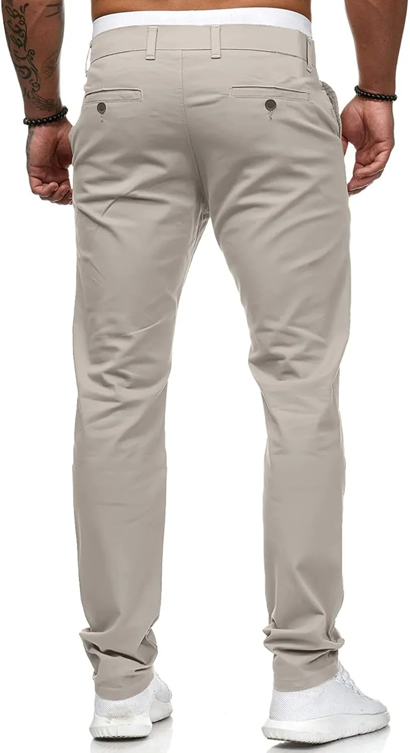 GOKKILRW Mens Slim Fit Golf Work Pants Flat-Front Stretch Chino Pants Casual Skinny Dress Pants Tapered Hiking Travel Pants