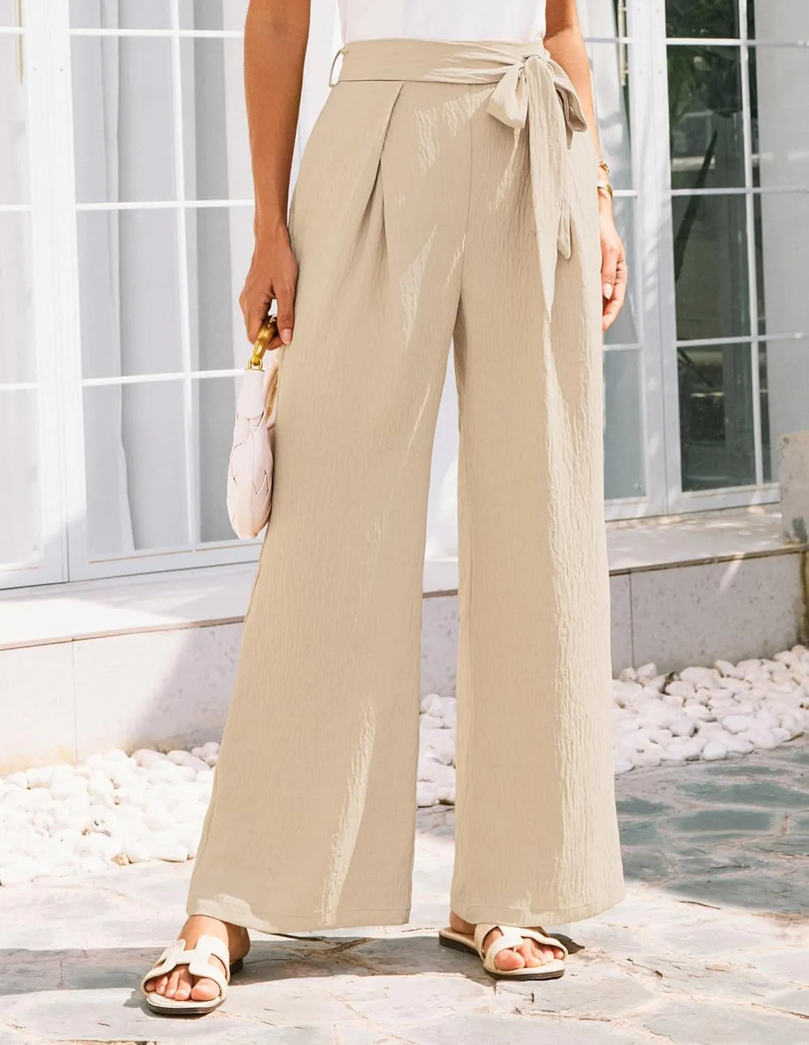 GRACE KARIN Women's Wide Leg Pants 2025 High Waist Adjustable Pleated Trousers Business Casual Pants