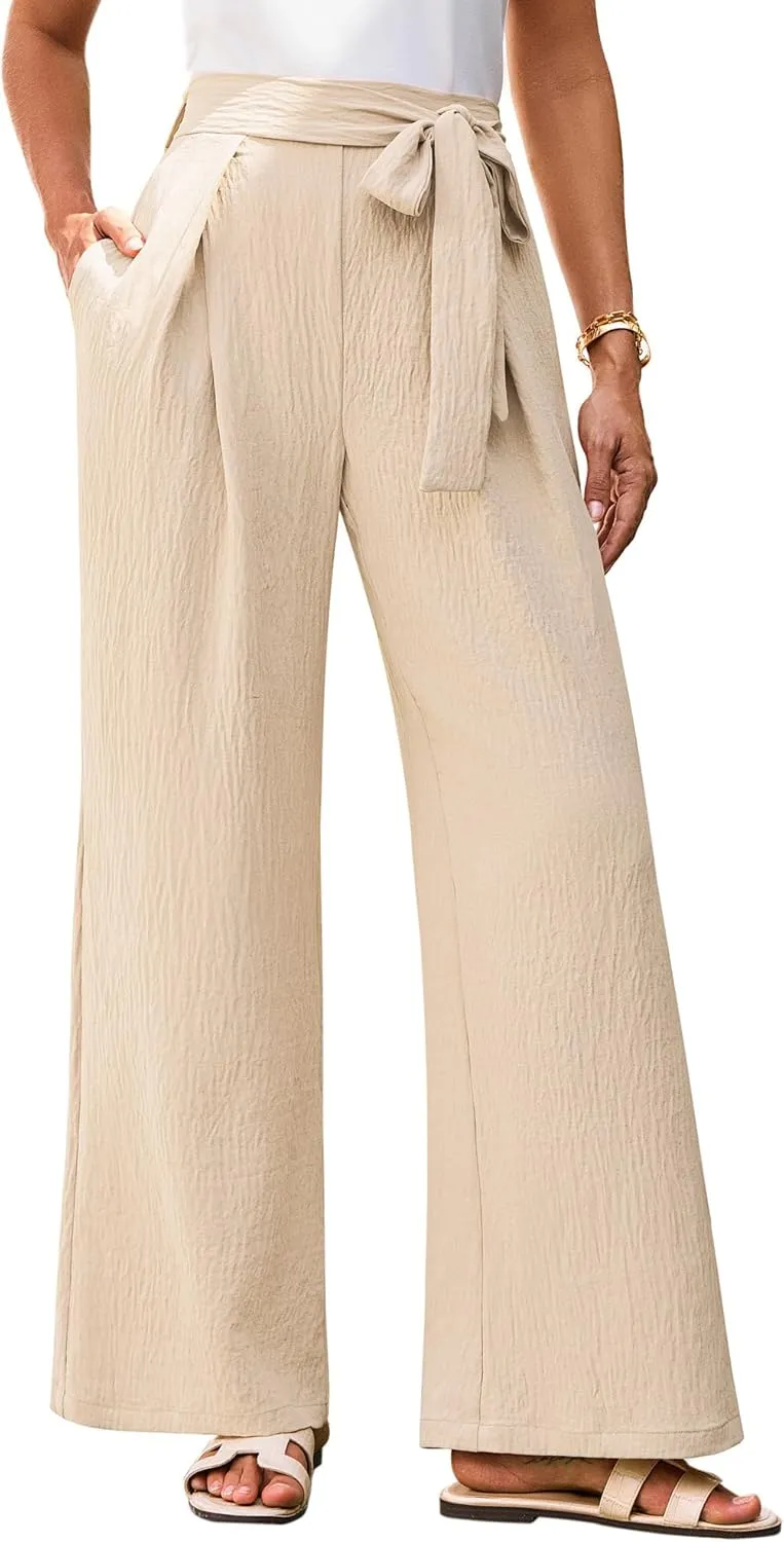 GRACE KARIN Women's Wide Leg Pants 2025 High Waist Adjustable Pleated Trousers Business Casual Pants