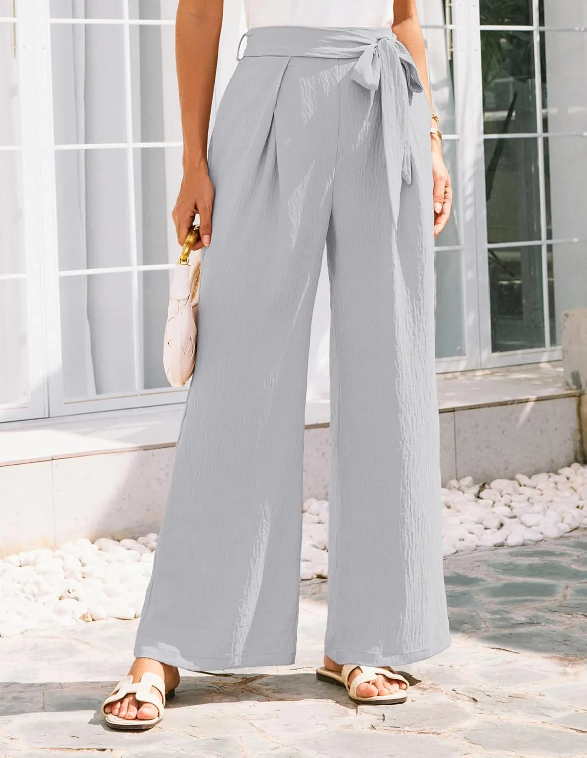 GRACE KARIN Women's Wide Leg Pants 2025 High Waist Adjustable Pleated Trousers Business Casual Pants