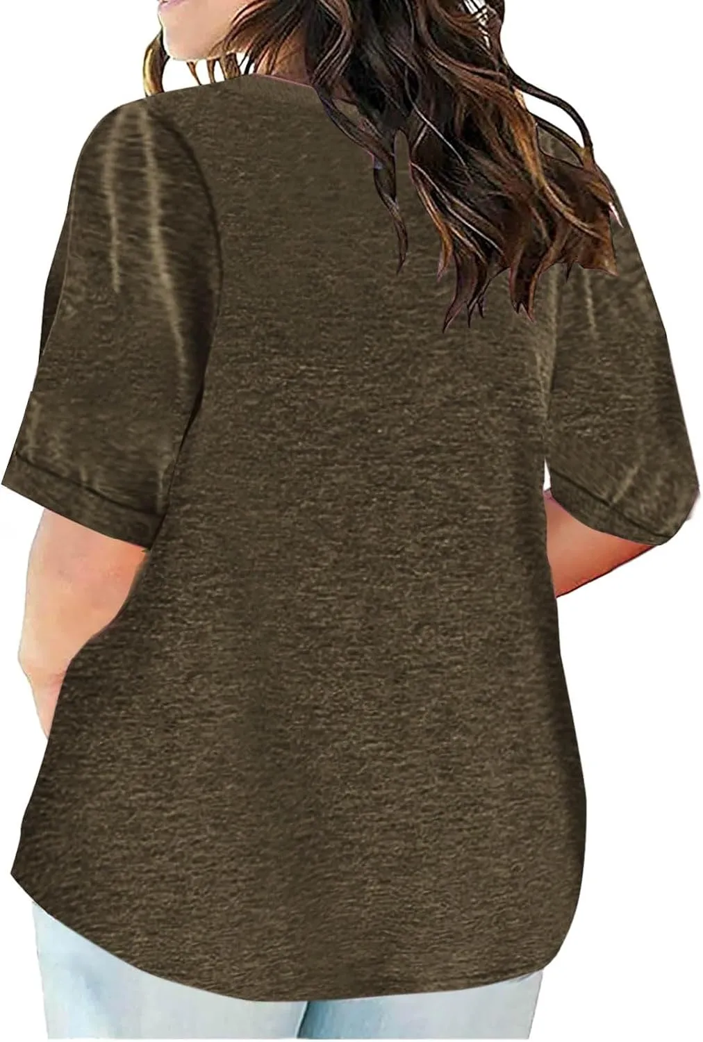 Half Sleeve Plus Size Tops for Women Notched V Neck Casual Loose Fit Tshirts Oversized Spring Summer Going Out Tees