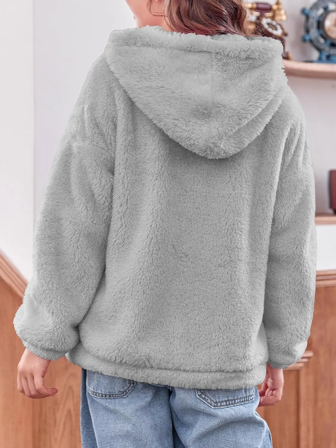 Haloumoning Girls' Outerwear Jackets Kids Soft Fleece Zip up Hoodie with Pockets 5-14 years