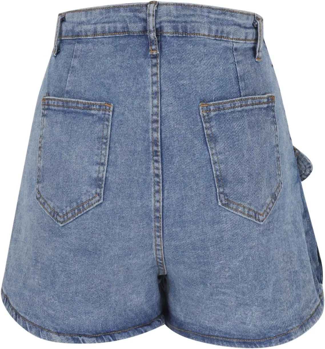 HGps8w Women's Streetwear Denim Shorts Chic Asymmetrical High Waisted Button Up Jean Skort Skirt Mini Shorts with Pockets