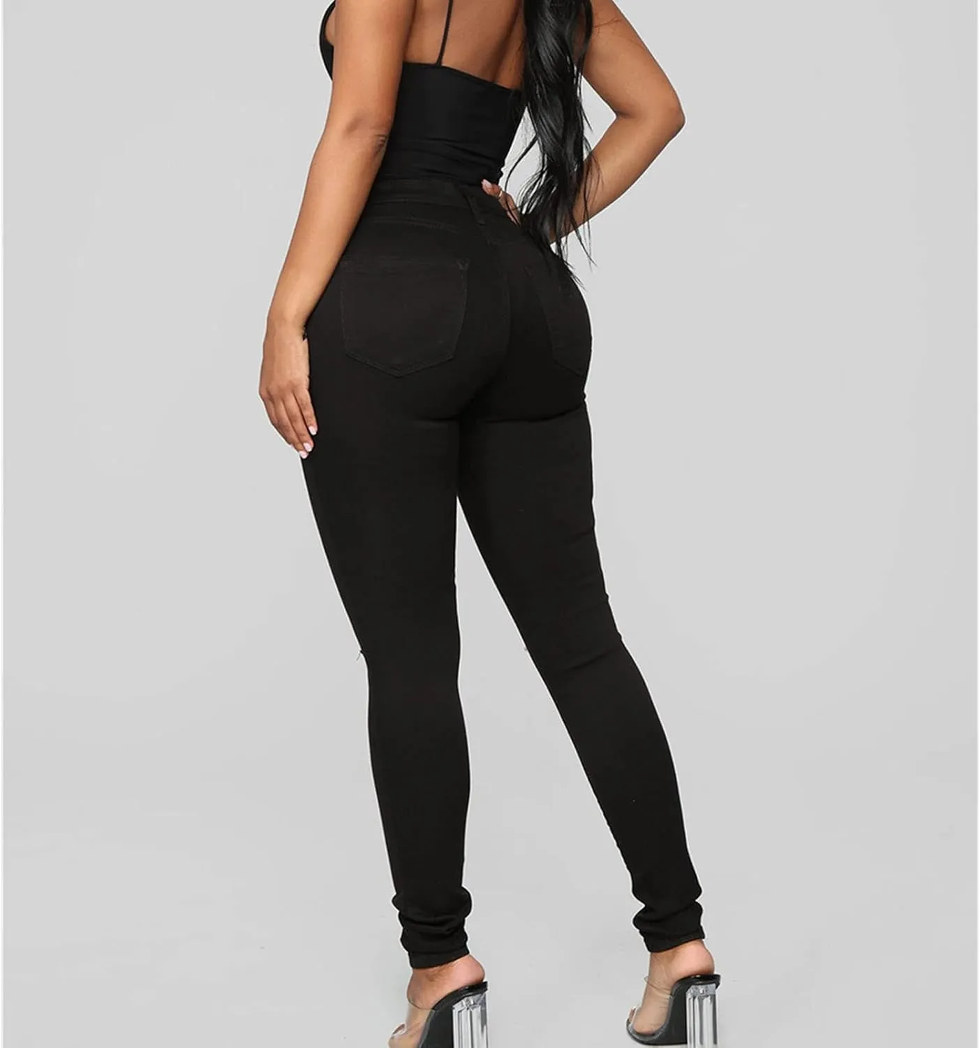 High Waist Ripped Skinny Jeans for Women Distressed Butt Lift Pencil Denim Pants Slim Washed Stretch Jean Trousers