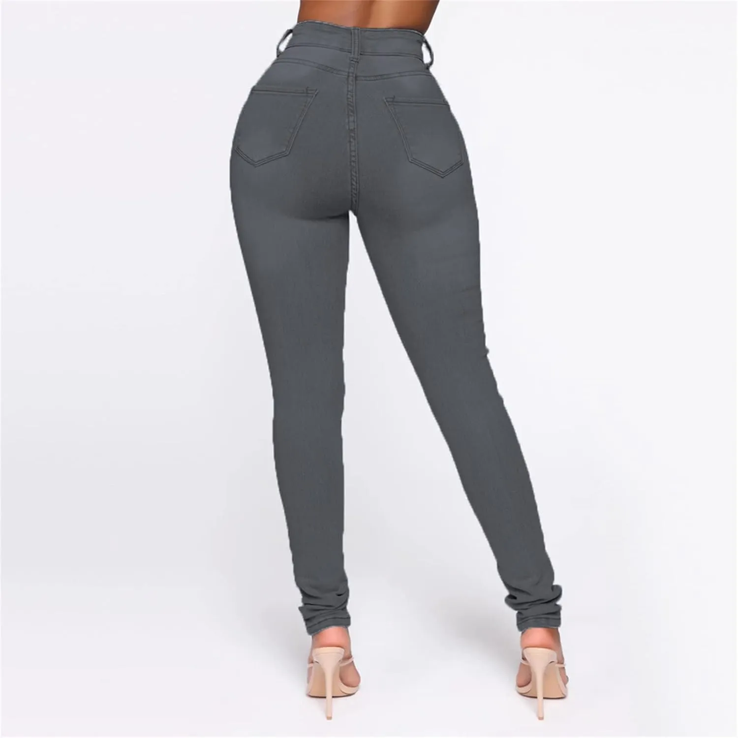 High Waist Ripped Skinny Jeans for Women Distressed Butt Lift Pencil Denim Pants Slim Washed Stretch Jean Trousers