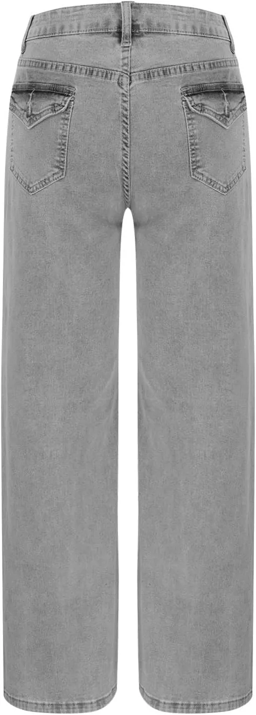 High Waisted Jeans for Women Straight Leg Denim Pants Wide Leg Jeans High Rise Baggy Pant with Pocket Y2K Streetwear