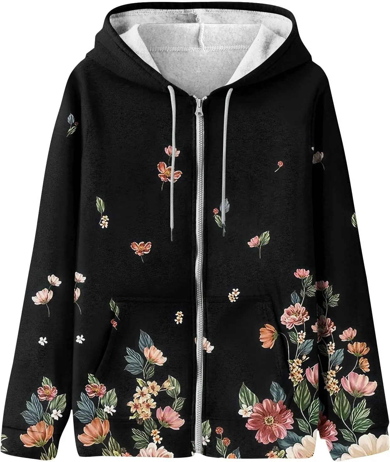 Hoodies for Women Stylish Zip Up Hoodie Long Sleeve Print Sweatshirts Casual Fashion Jackets with Pocket Fall Outfits