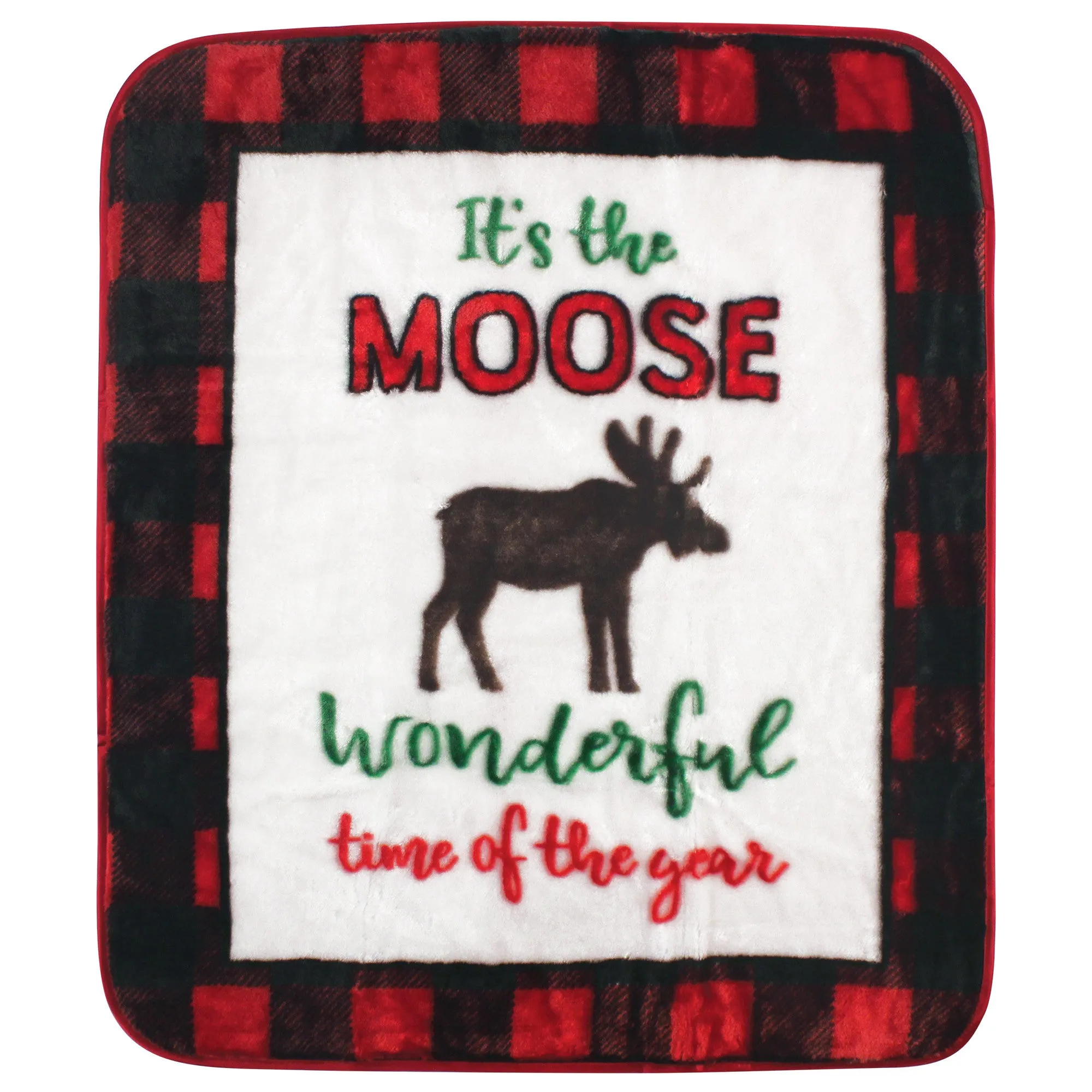 Hudson Baby High-Pile Plush Moose Blanket - Wonderful Time Design