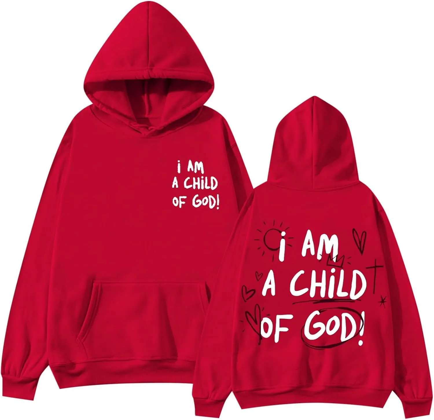 I Am A Child of God Sweatshirt for Women Trendy Letter Print Long Sleeve Hoodie Oversized Casual Drawstring Sweatshirts