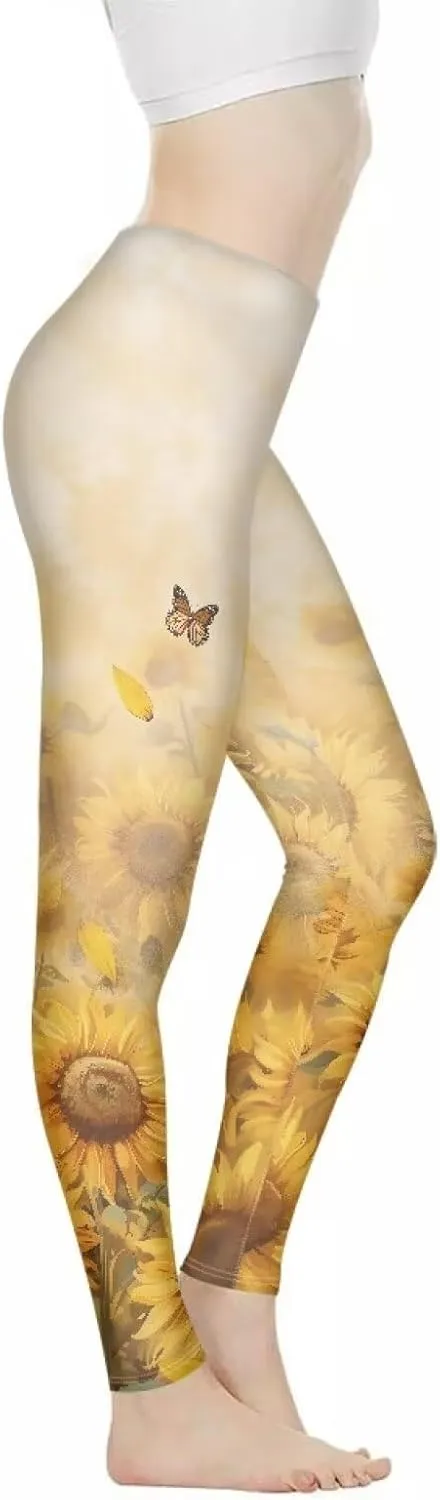 Irisjudy Christmas Elk Leggings for Women Thanksgiving Pumpkin High Waist Tummy Control Legging Purple Bat Running Yoga Pants