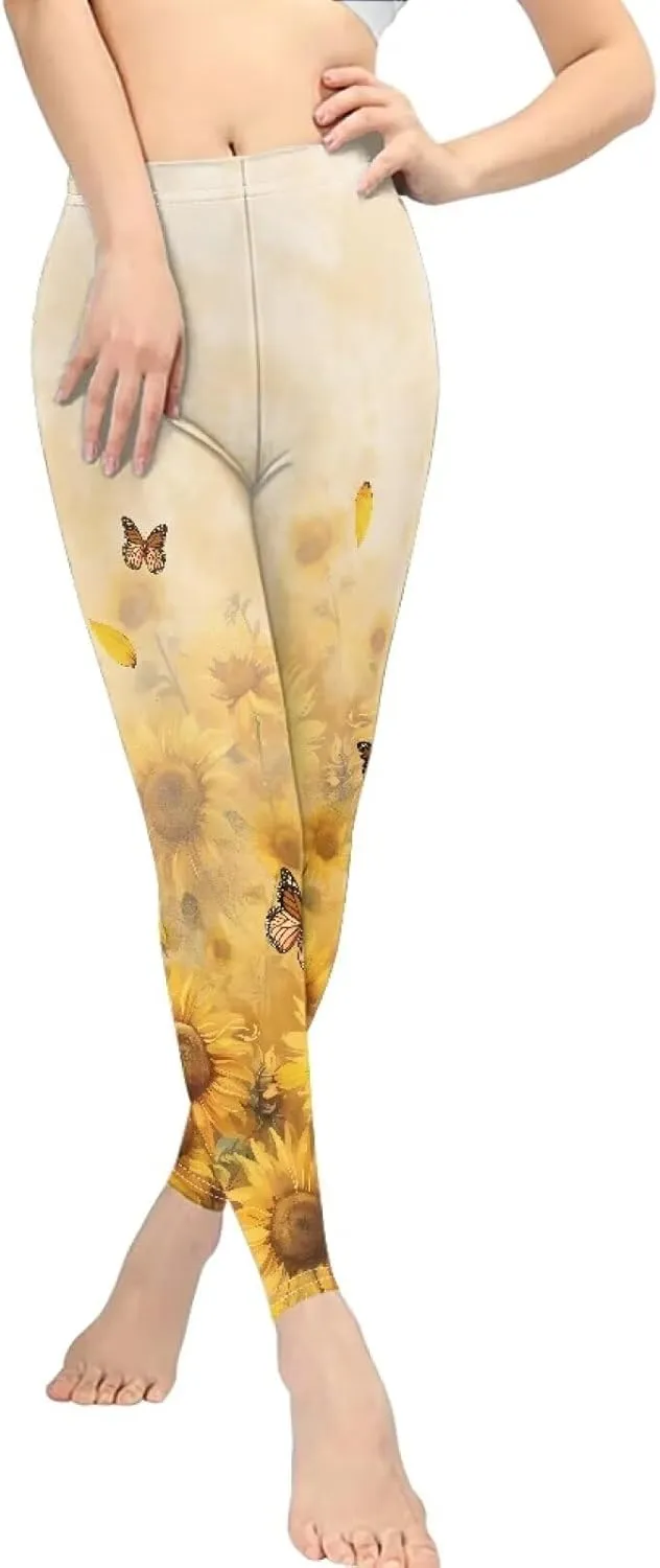 Irisjudy Christmas Elk Leggings for Women Thanksgiving Pumpkin High Waist Tummy Control Legging Purple Bat Running Yoga Pants