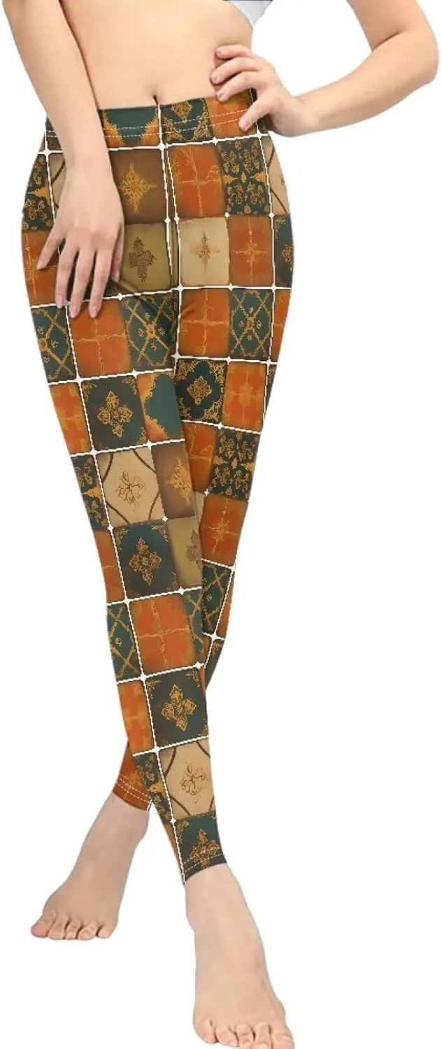 Irisjudy Hawaii Floral Women's Long Leggings, Van Gogh Art High Waist Workout Tight, Cute Girl Stretchy Soft Tights Plus Size