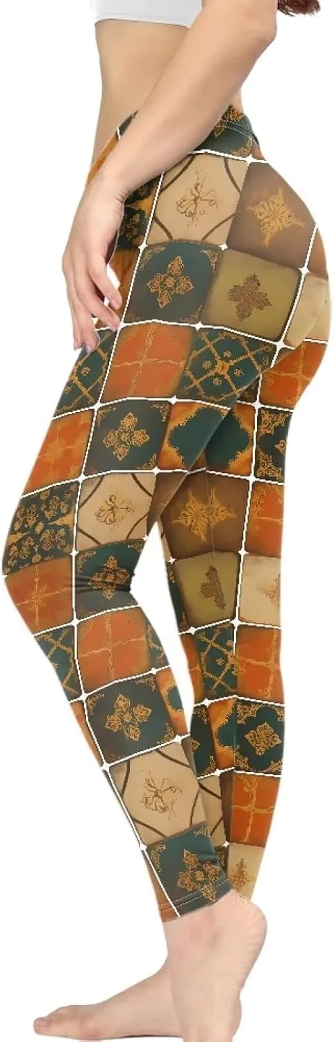 Irisjudy Hawaii Floral Women's Long Leggings, Van Gogh Art High Waist Workout Tight, Cute Girl Stretchy Soft Tights Plus Size