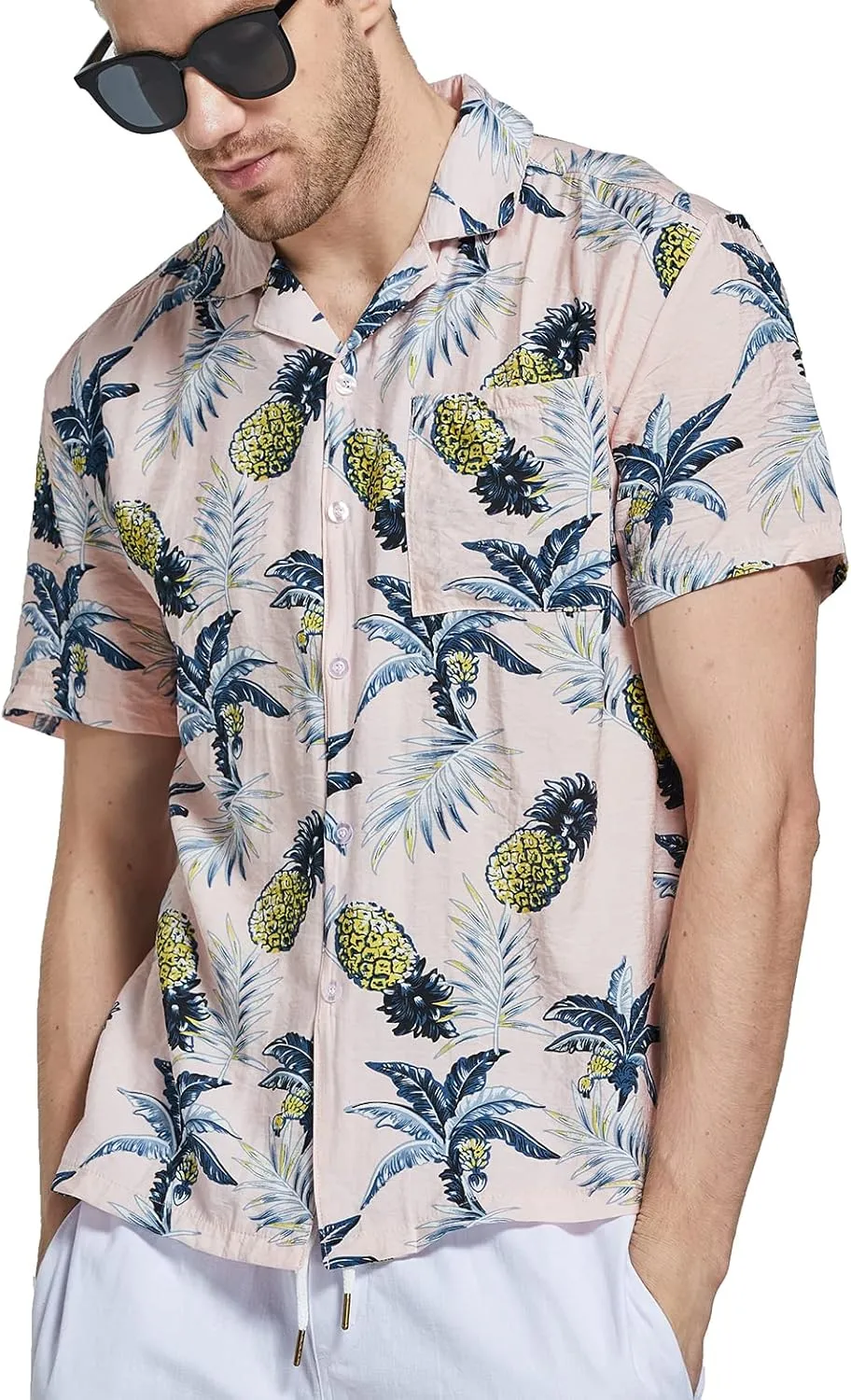 Janmid Mens Floral Hawaiian Shirts Short Sleeve Button Down Beach Shirts