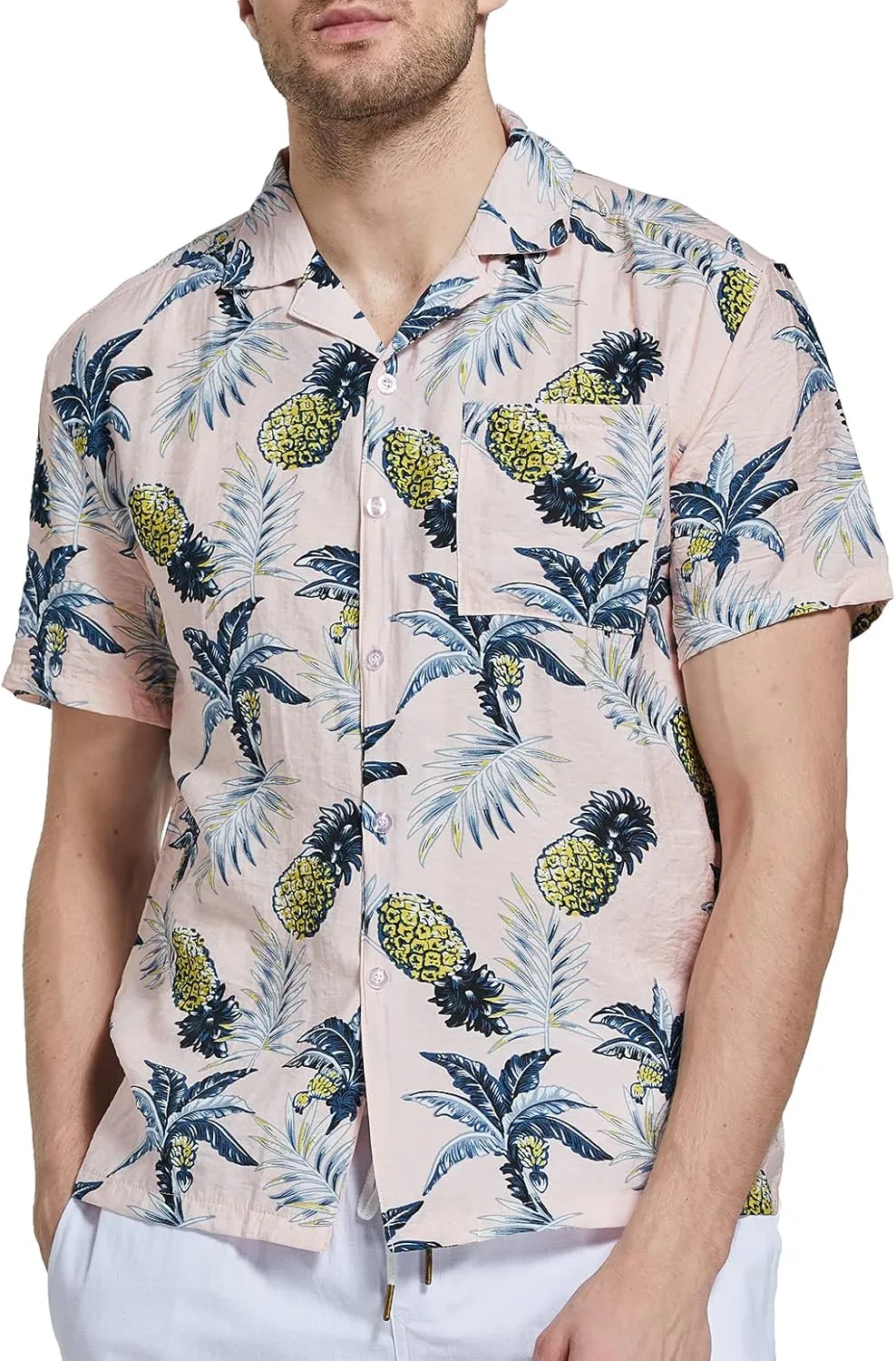 Janmid Mens Floral Hawaiian Shirts Short Sleeve Button Down Beach Shirts