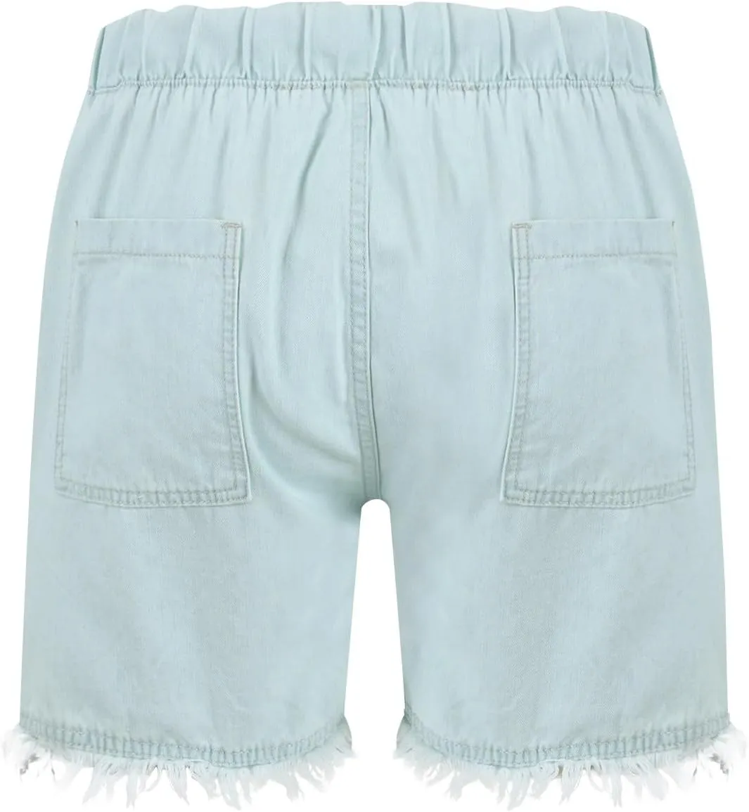 Jean Shorts Womens High Waisted Elastic Baggy Comfy Shorts Y2K Summer Casual Tassel Wide Leg Denim Skort with Pockets