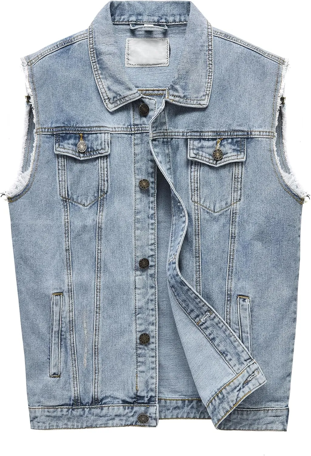 JYG Denim Vest for Men Casual Lapel Trucker Jeans Vests Fashion Vintage Sleeveless Vest