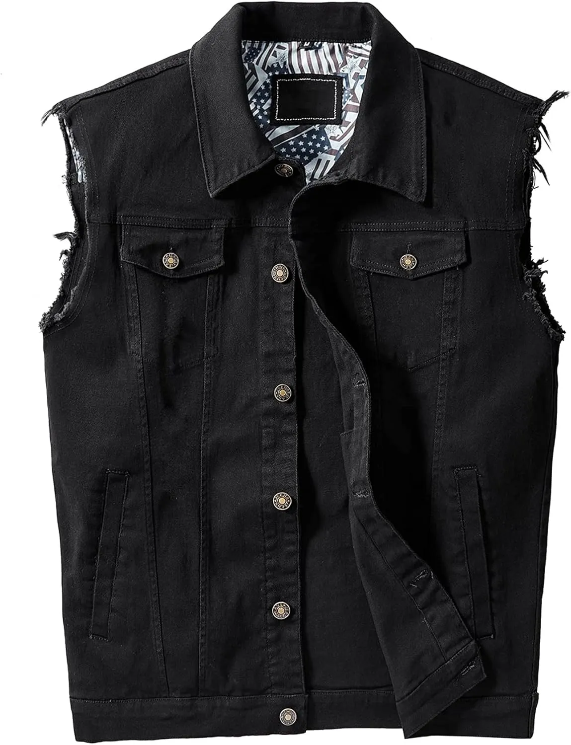 JYG Denim Vest for Men Casual Lapel Trucker Jeans Vests Fashion Vintage Sleeveless Vest