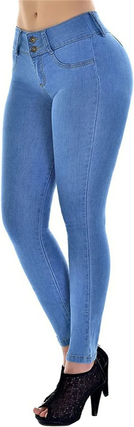 Kaxiya2021 Women's Skinny Jeans High Waist Stretch Denim Pants Hip-Up Pull-On Ankle Cropped Trousers Wide Band Leggings