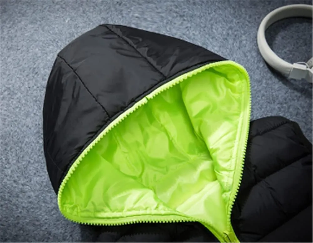 KISSQIQI Men's Lightweight Vest Hooded Padded Puffer Vest Male Outdoors Cotton-Padded Thickening Vests Coats