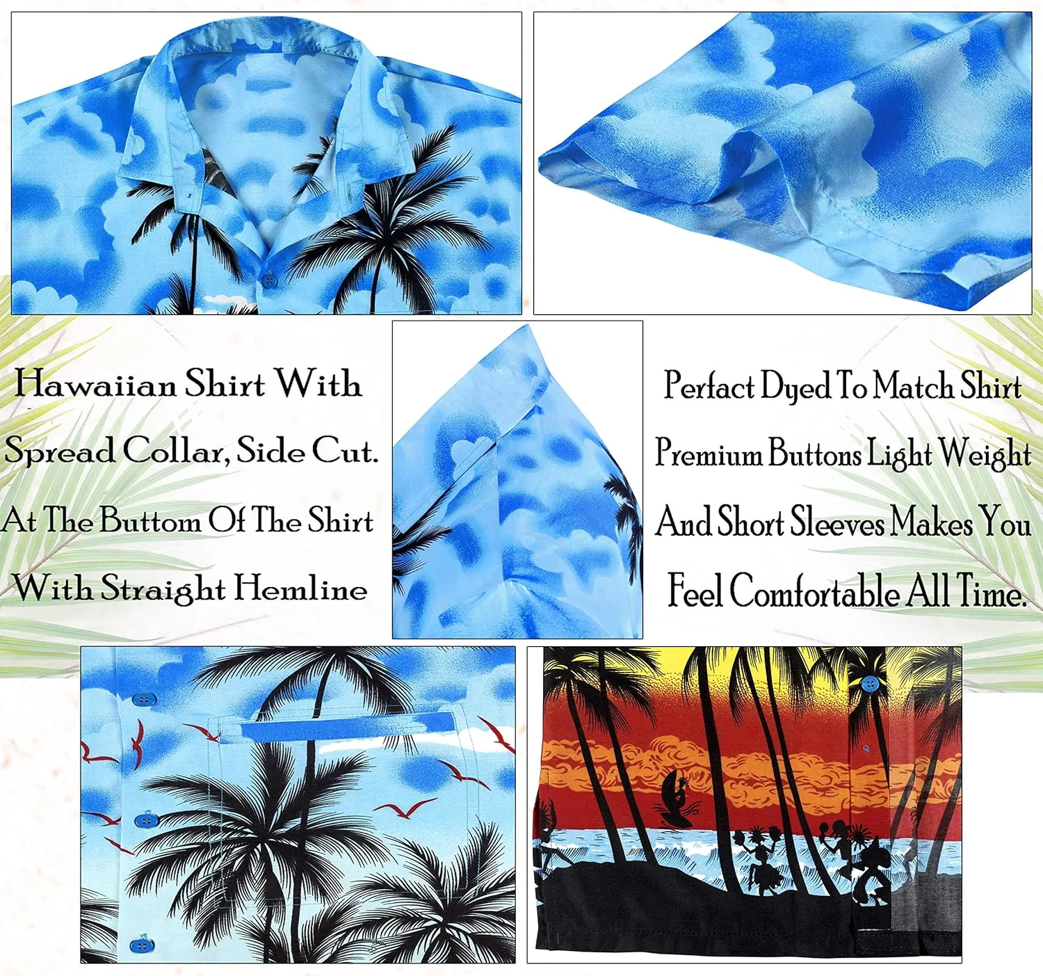 LA LEELA Men's Hawaiian Shirts Short Sleeve Button Down Shirt Mens Casual Shirts Vacation Tropical Shirts for Men Funny
