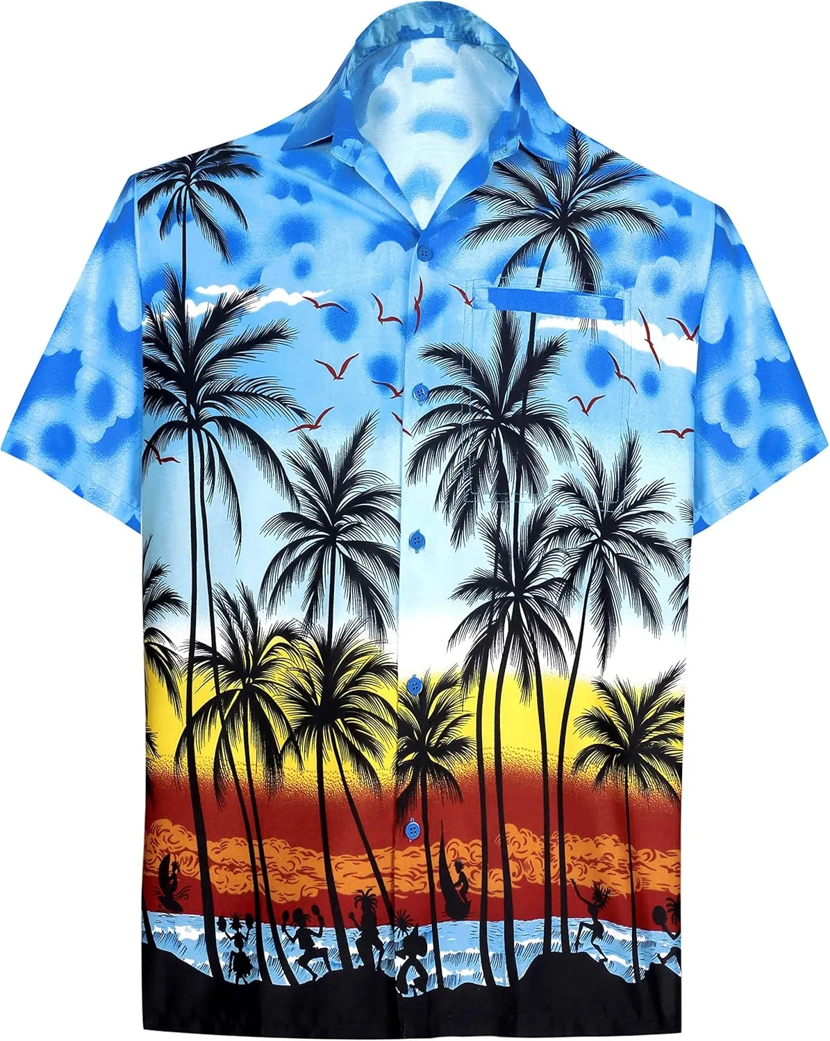 LA LEELA Men's Hawaiian Shirts Short Sleeve Button Down Shirt Mens Casual Shirts Vacation Tropical Shirts for Men Funny