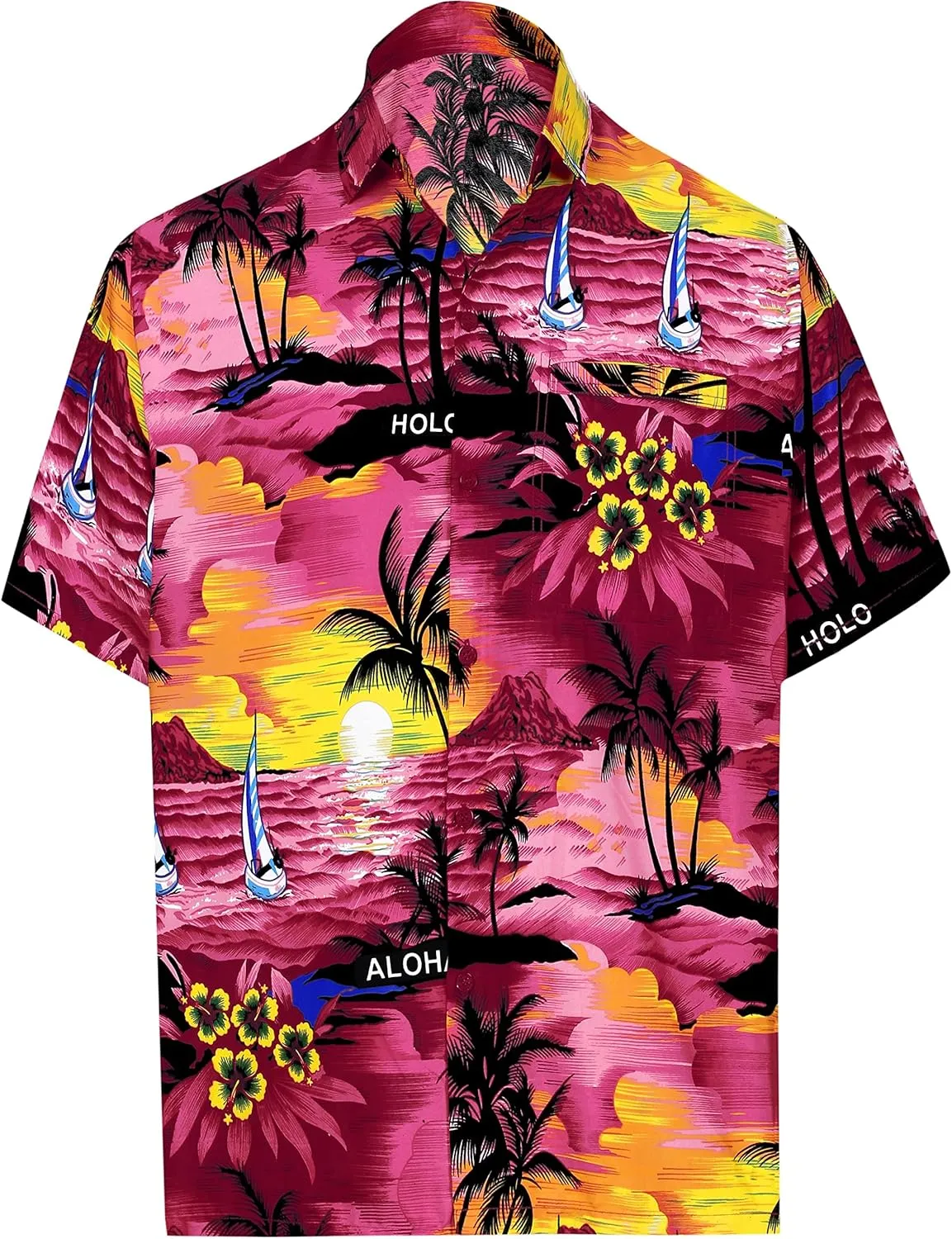 LA LEELA Men's Hawaiian Shirts Short Sleeve Button Down Shirt Mens Shirts Holiday Tropical Party Shirts for Men Funny