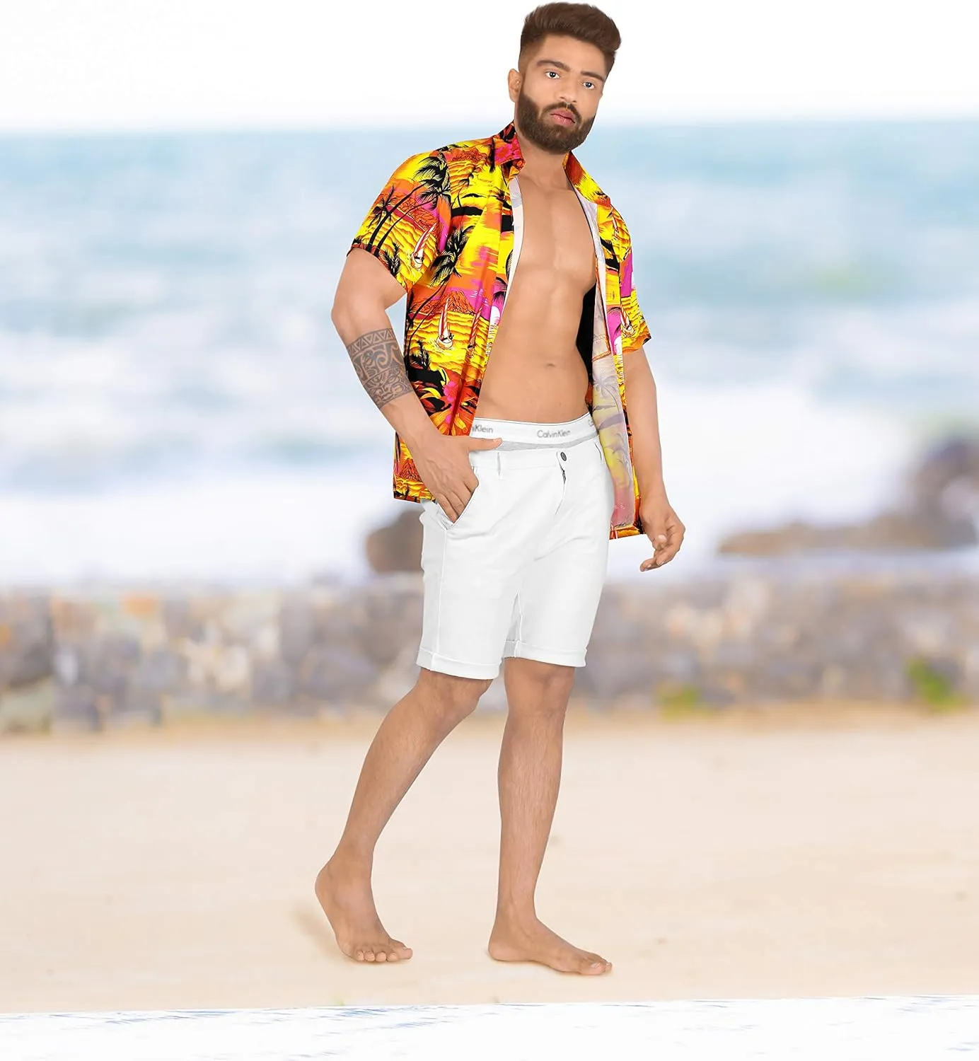 LA LEELA Men's Hawaiian Shirts Short Sleeve Button Down Shirt Mens Shirts Holiday Tropical Party Shirts for Men Funny