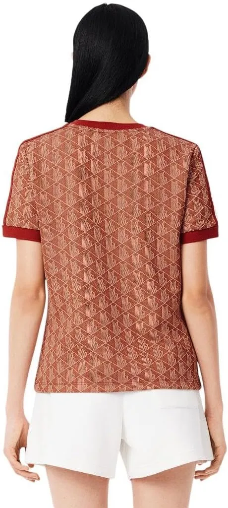 Lacoste Women's Slim Fit Monogram Jacquard T-Shirt