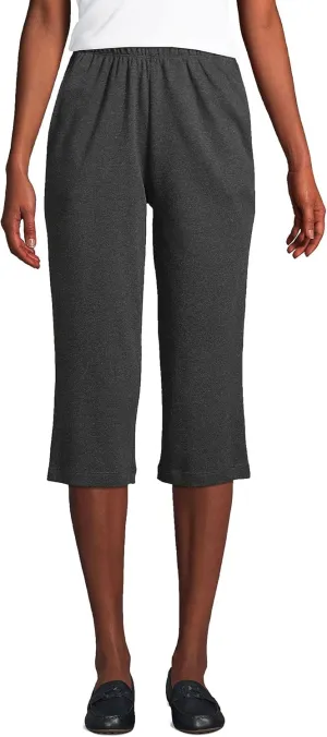 Lands' End Women's Sport Knit High Rise Elastic Waist Capri Pants