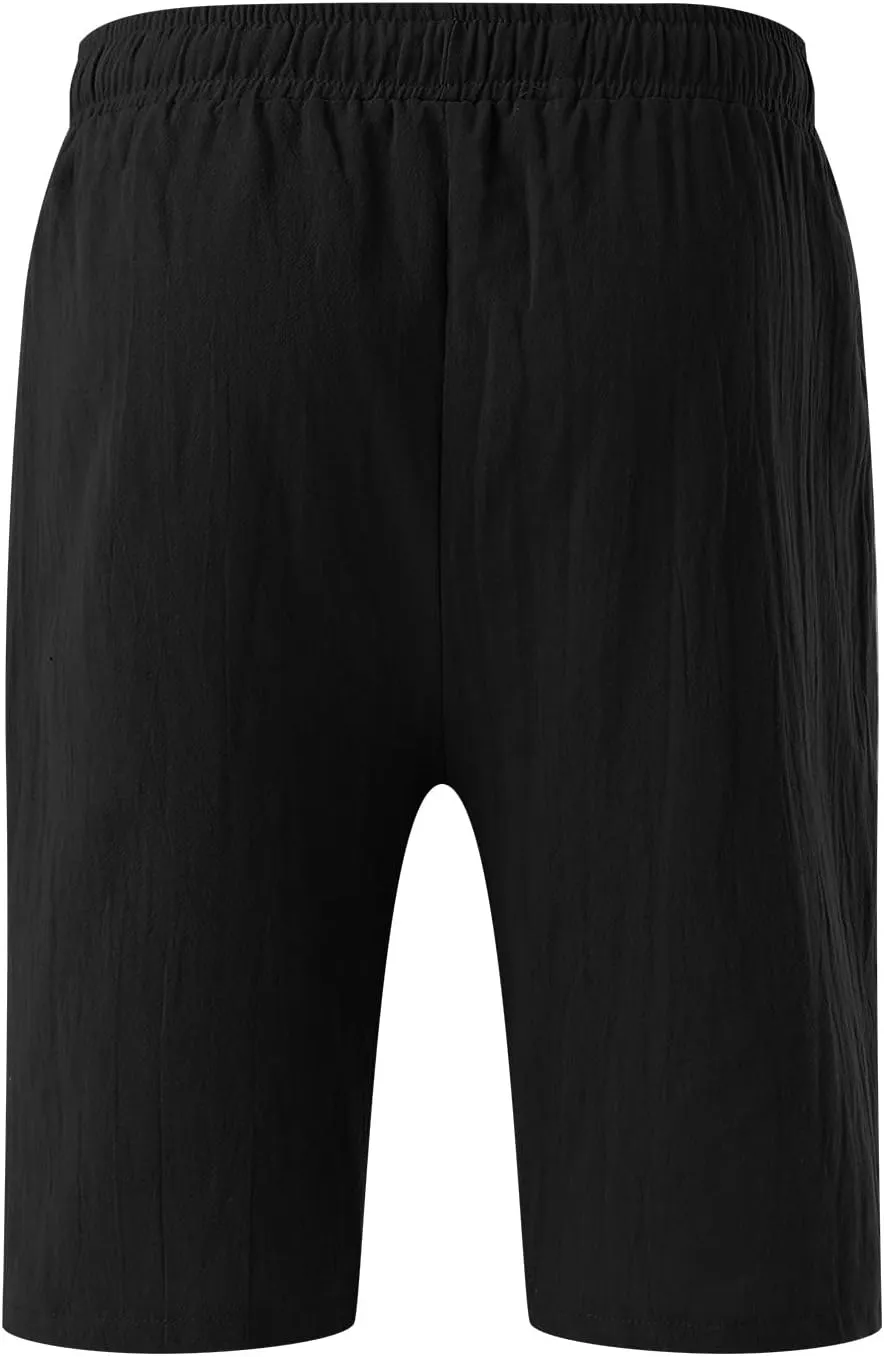 LCMTWX Black Shorts Men Cotton Fashionable Casual Shorts Solid and Men's Pants Khaki Shorts Big and Tall Cargo Shorts for