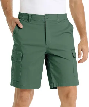 LCMTWX Mens Casual Shorts with Multiple Pockets for Comfort and Lightweight Twill Cotton Elastic Waist Casual Shorts for