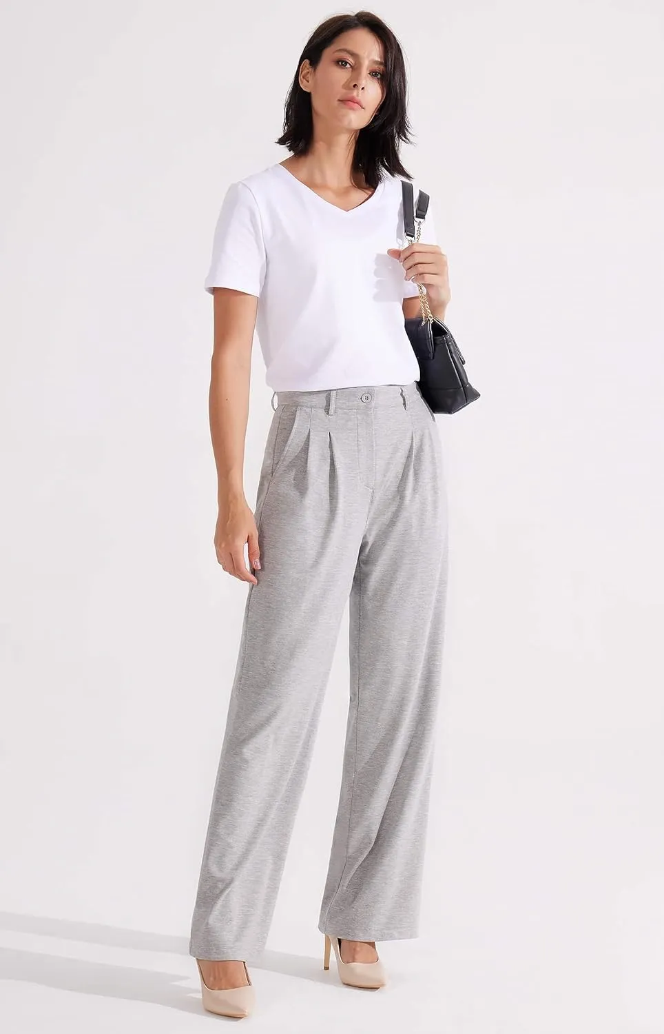Libin Women's Wide Leg 29"/31" High Waisted Pants Business Work Slacks Pants Dress Yoga Golf Casual Trousers