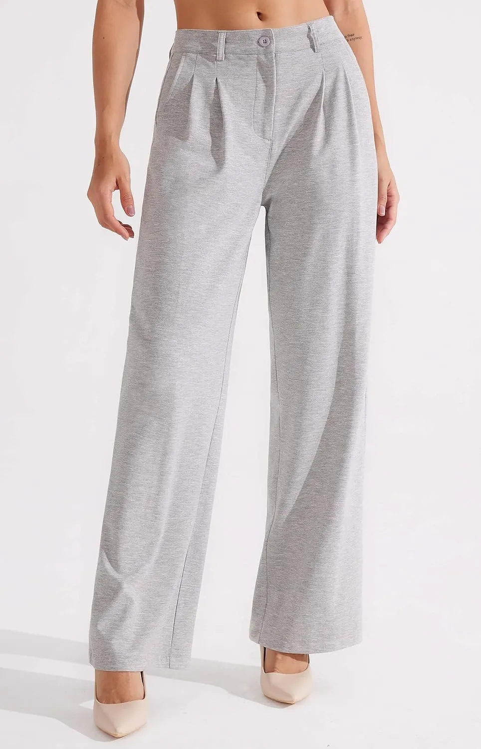 Libin Women's Wide Leg 29"/31" High Waisted Pants Business Work Slacks Pants Dress Yoga Golf Casual Trousers
