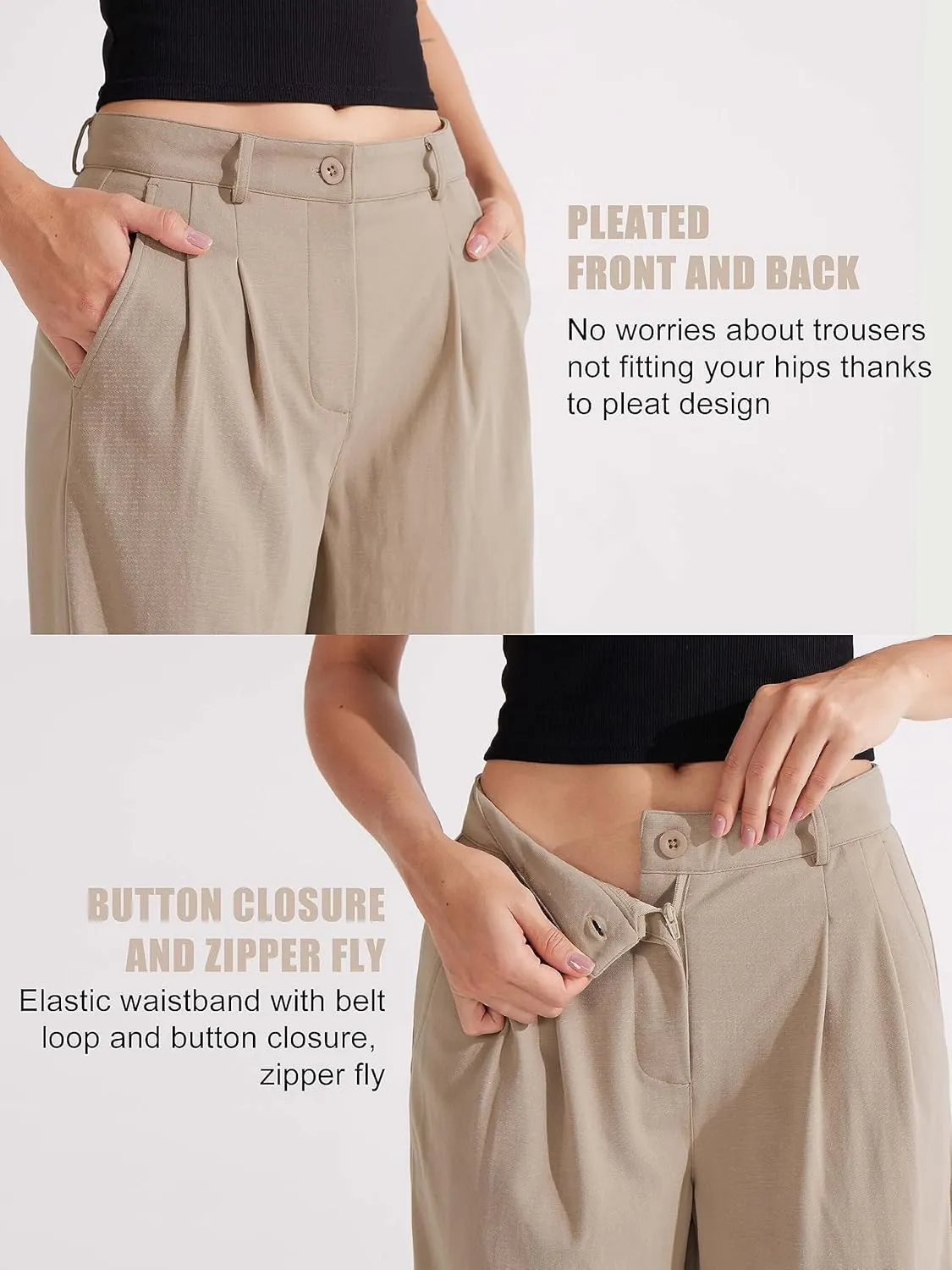 Libin Women's Wide Leg 29"/31" High Waisted Pants Business Work Slacks Pants Dress Yoga Golf Casual Trousers