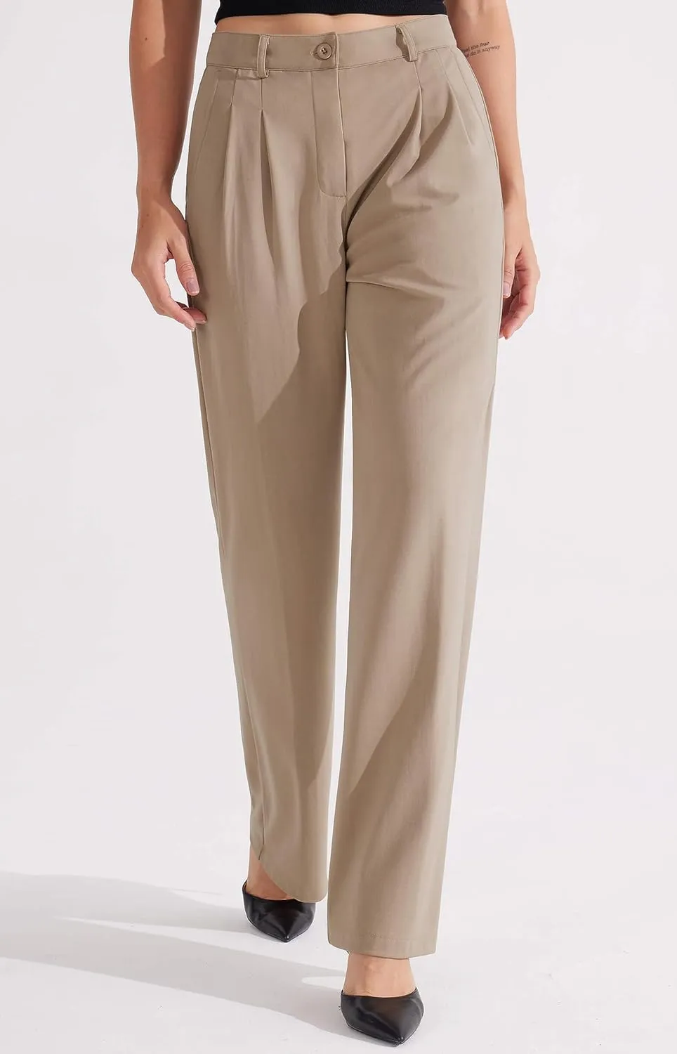 Libin Women's Wide Leg 29"/31" High Waisted Pants Business Work Slacks Pants Dress Yoga Golf Casual Trousers