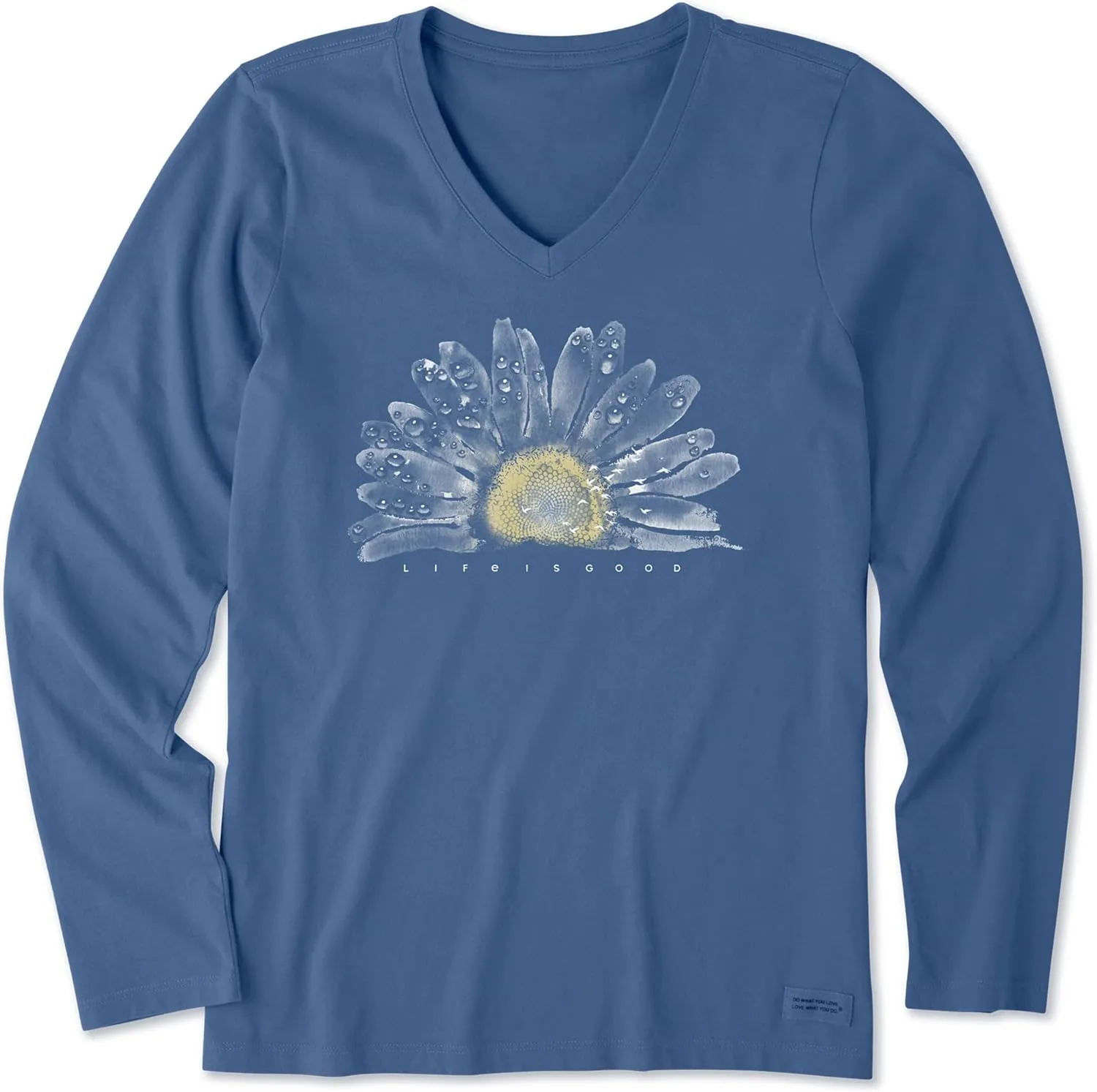 Life is Good Women's Crusher Tee, Long Sleeve Cotton Graphic T-Shirts, Watercolor Daisy