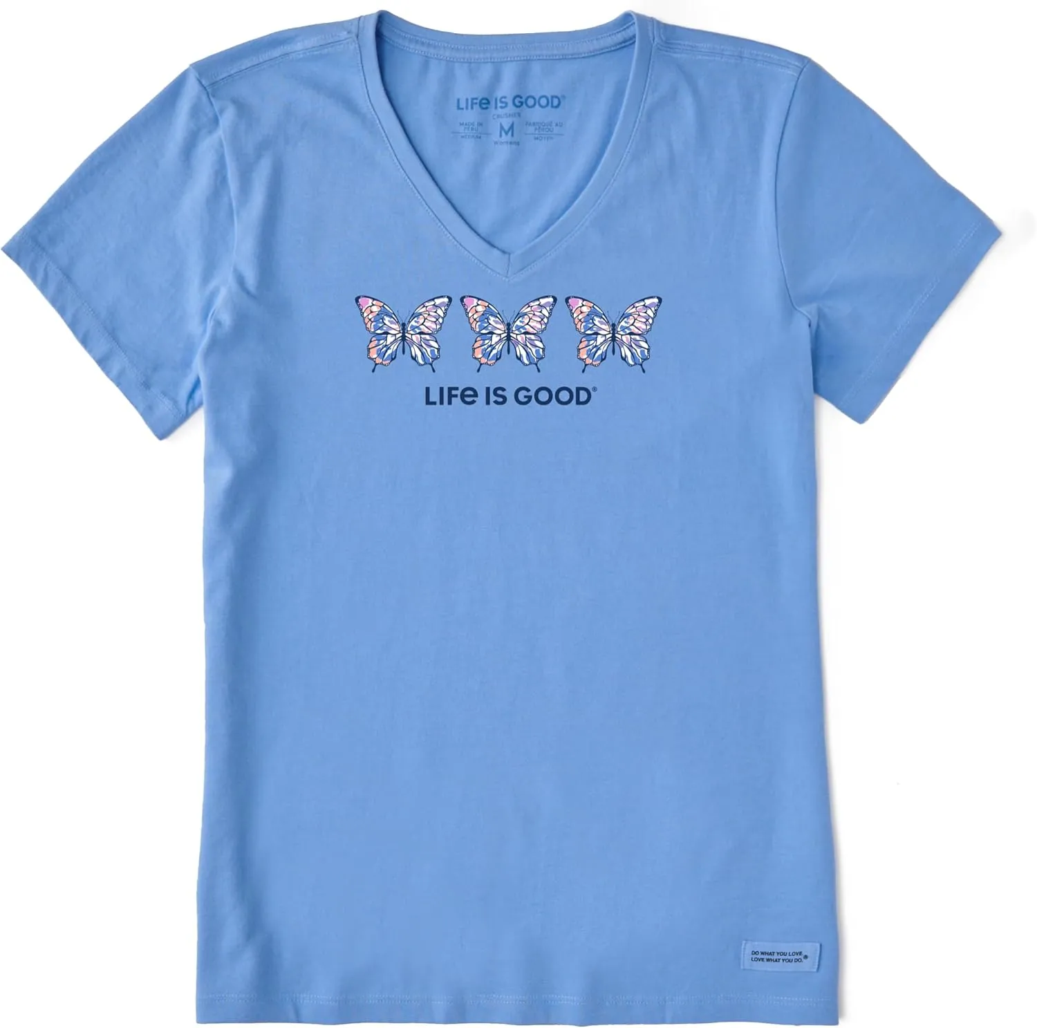 Life is Good Women's Crusher Tee Shirt, Short Sleeve Cotton Graphic T-Shirts, Tie Dye Butterfly