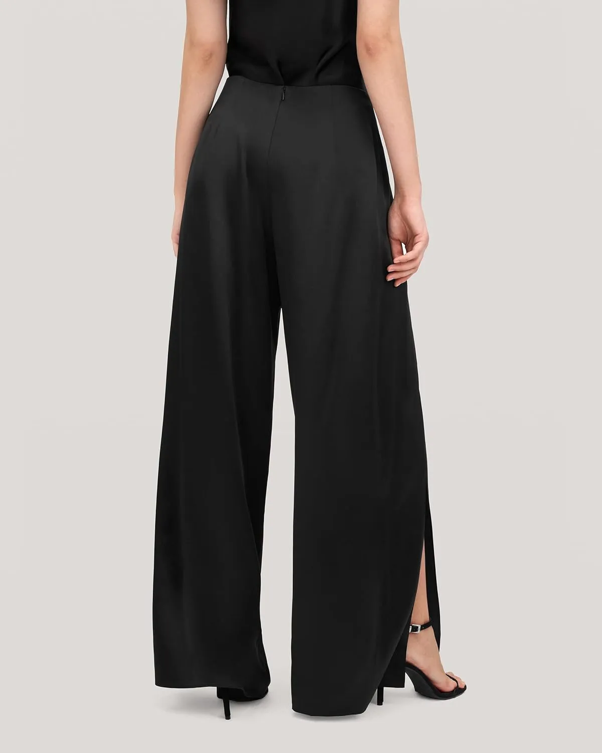 LilySilk Womens Silk Pants with Split Trouser Legs High-Waisted Lightweight Dressy Pants