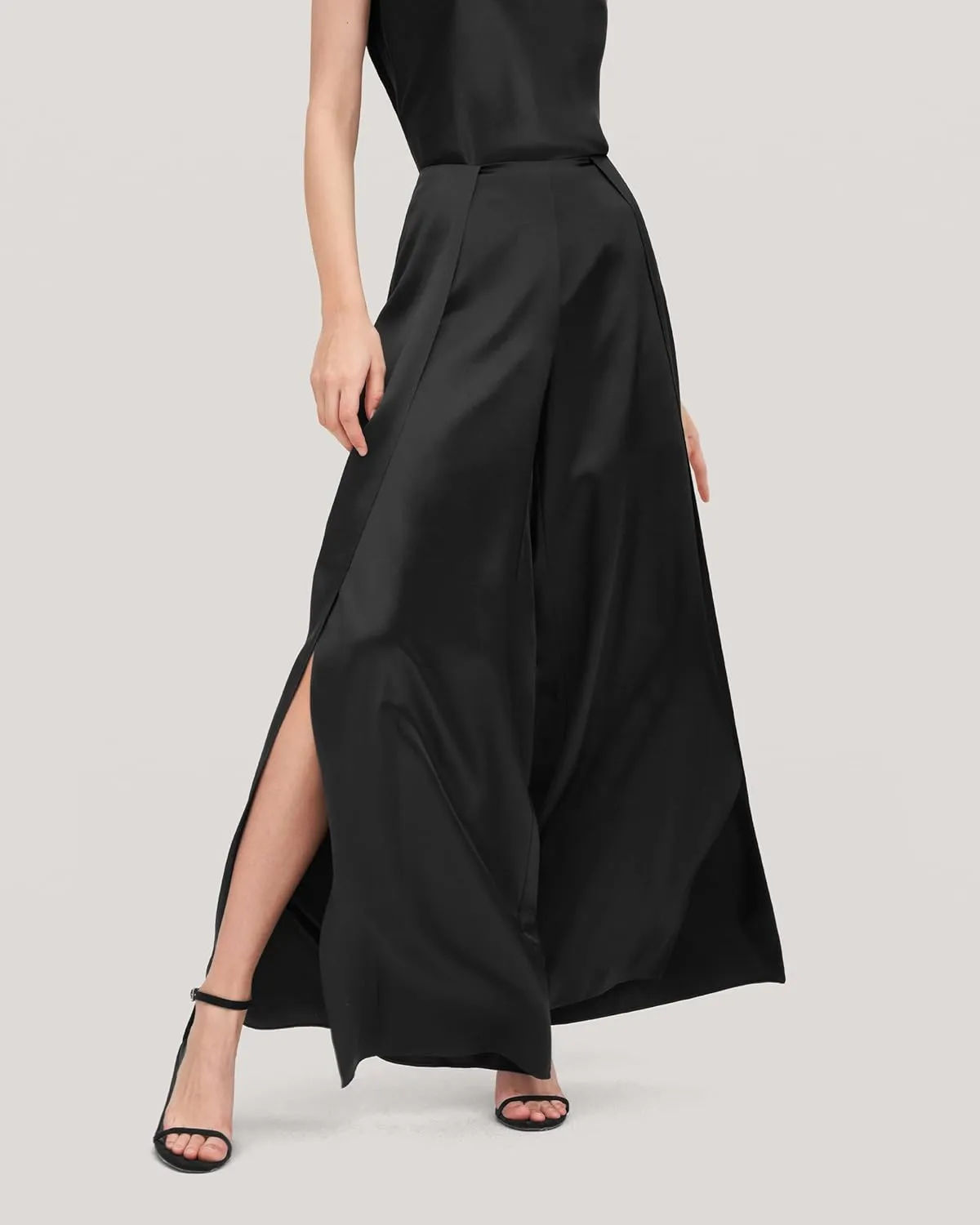 LilySilk Womens Silk Pants with Split Trouser Legs High-Waisted Lightweight Dressy Pants