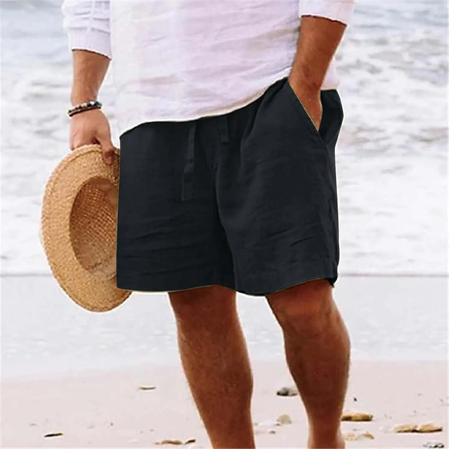 Linen Shorts for Men Men's Sports Shorts Beach Shorts Casual Cotton Linen Shorts Casual Shorts for Men Carpenter