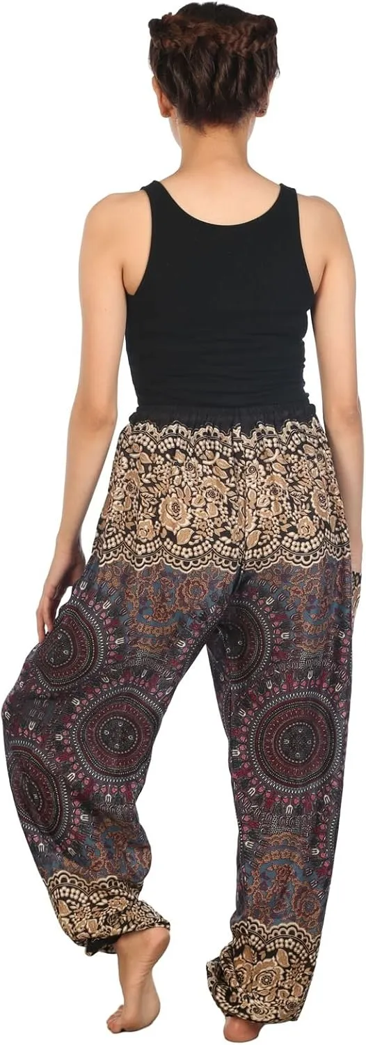 LOFBAZ Harem Pants for Women S-4XL Plus Drawstring Yoga Boho Palazzo PJ Clothing