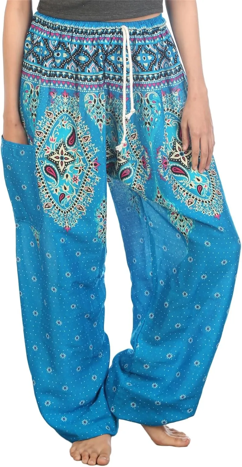 LOFBAZ Harem Pants for Women S-4XL Plus Drawstring Yoga Boho Palazzo PJ Clothing