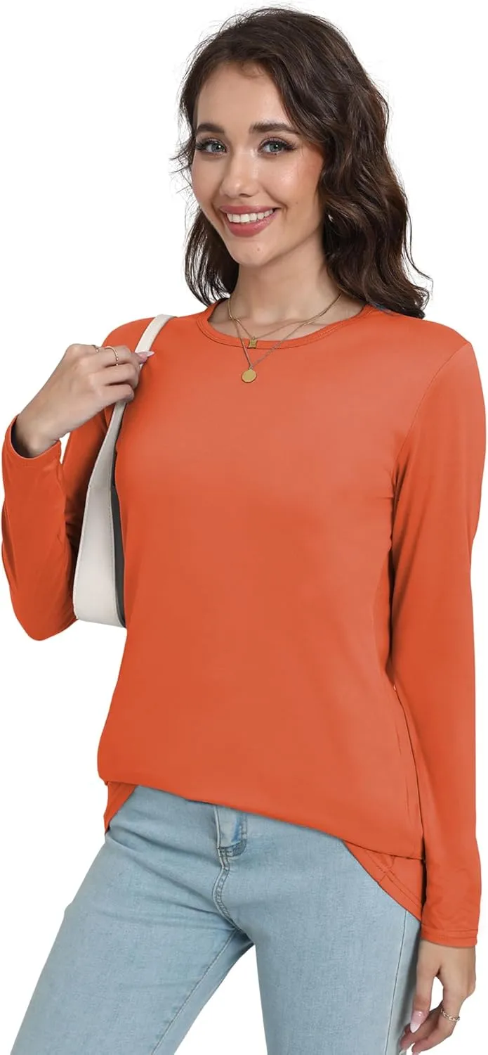 Long Sleeve Shirts for Women Basic Fall Tops Casual Loose Fit T-Shirts