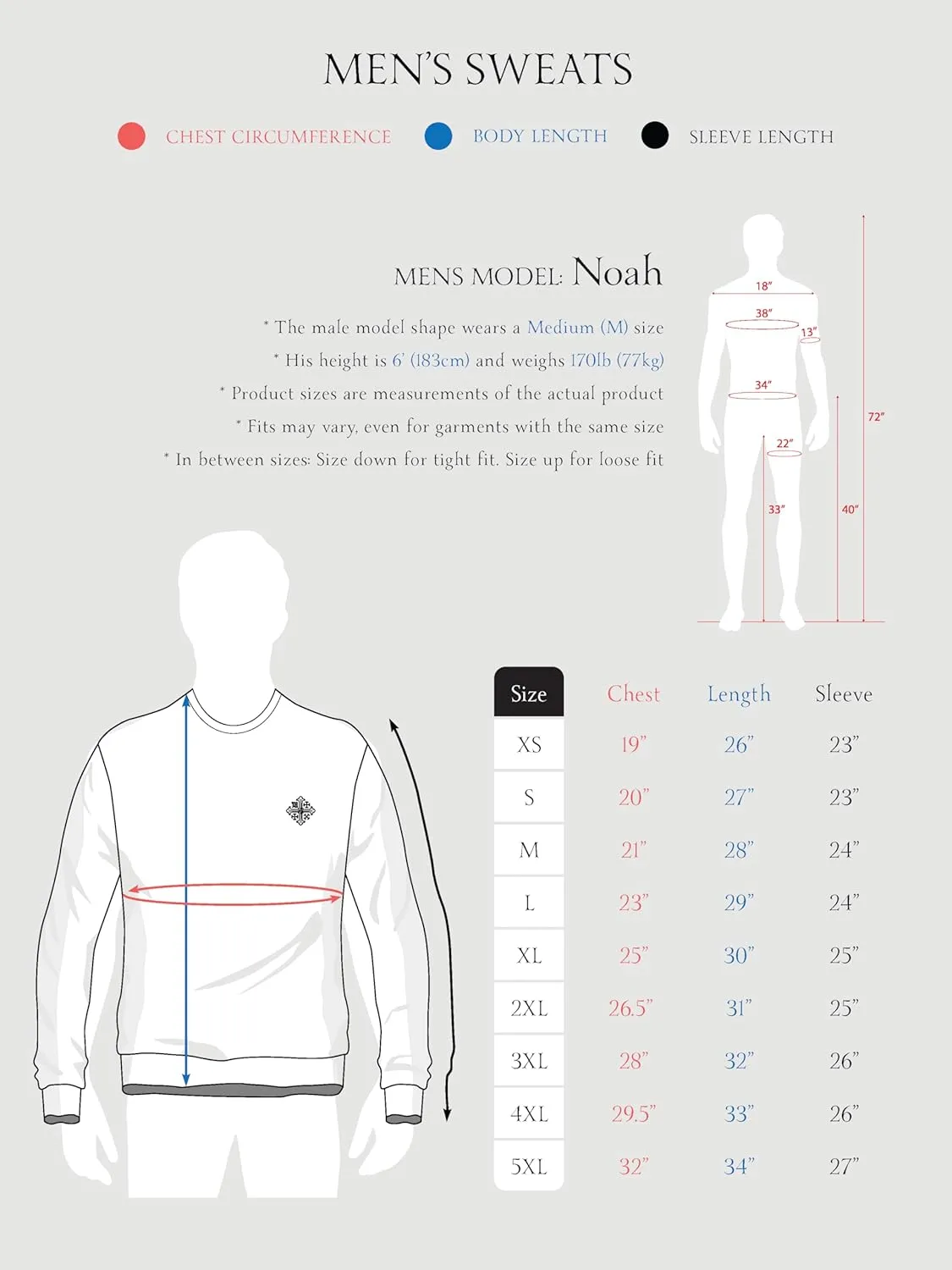 M MA CROIX Mens Premium Heavyweight Sweatshirt Fleece Crewneck Pullover Ultimate Comfort Round Top XS-5XL