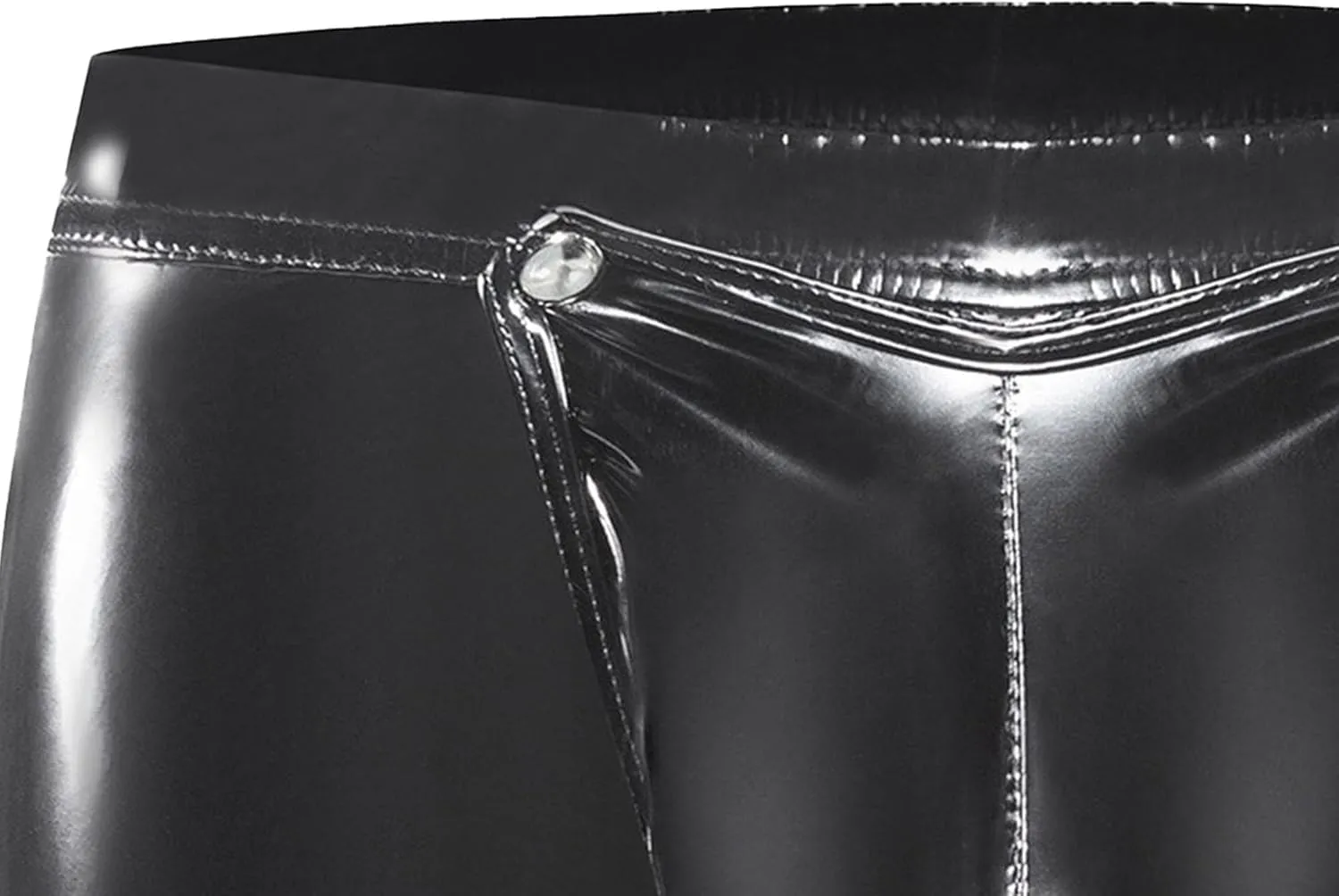 Maiyifu-GJ Faux Leather Boxer Shorts for Men Low Rise Pouch Underwear Briefs PU Leather Short Pants Sexy Underpants