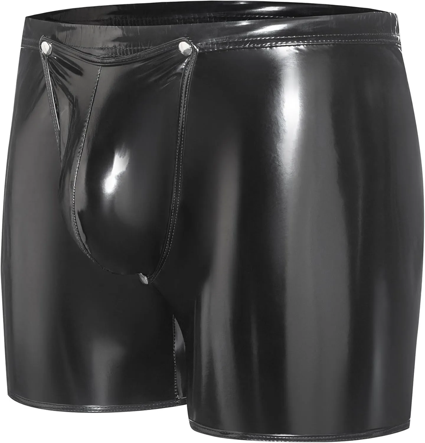 Maiyifu-GJ Faux Leather Boxer Shorts for Men Low Rise Pouch Underwear Briefs PU Leather Short Pants Sexy Underpants