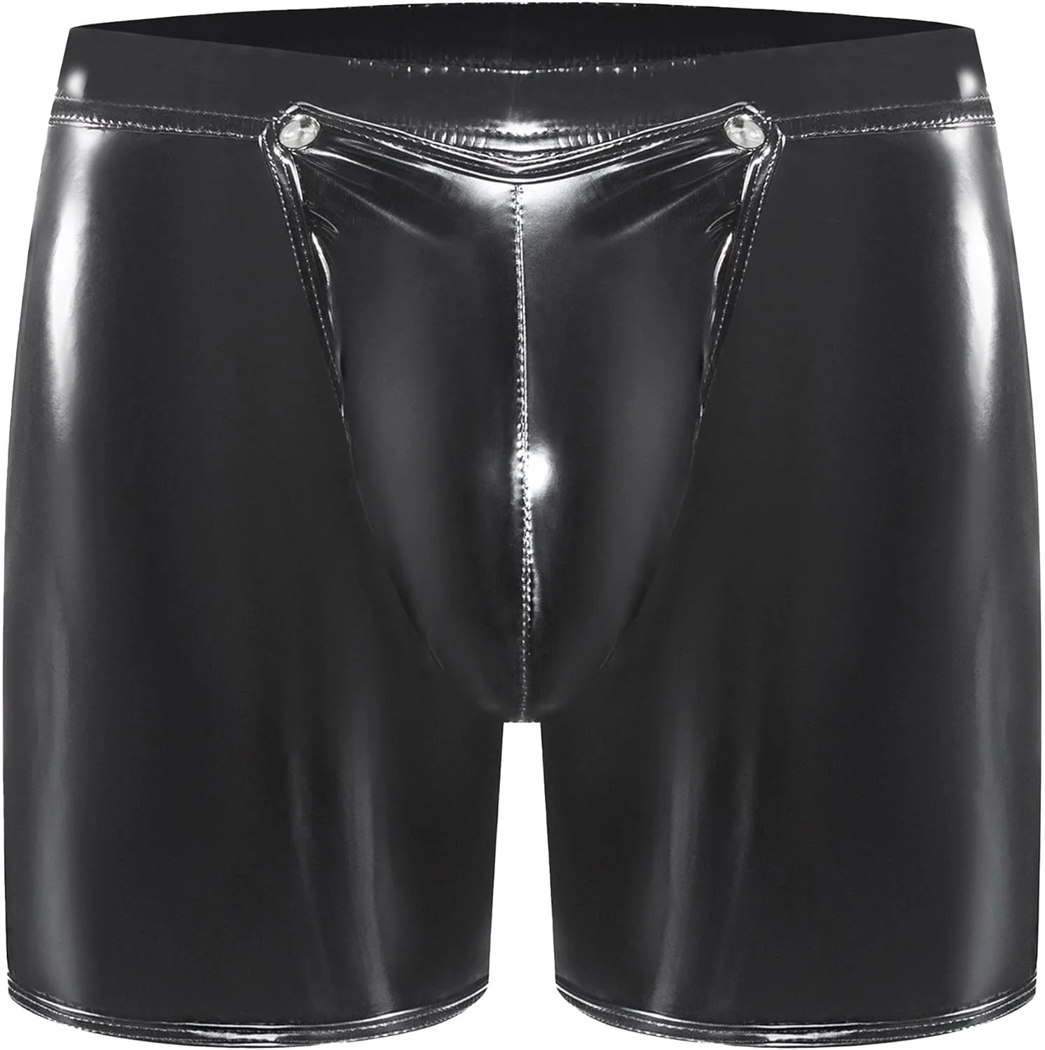 Maiyifu-GJ Men's Faux Leather Boxer Briefs Low Rise Sexy Underwear with Pouch Leather Underpants Shorts for Club Party