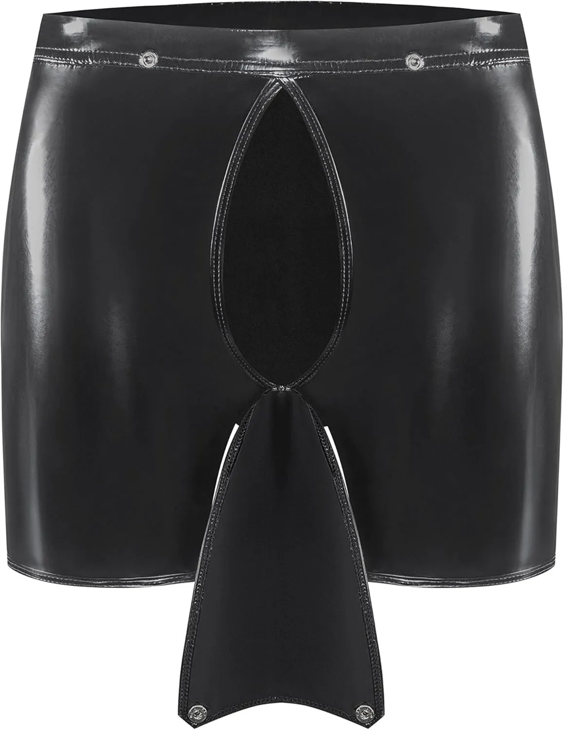 Maiyifu-GJ Men's Faux Leather Boxer Briefs Low Rise Sexy Underwear with Pouch Leather Underpants Shorts for Club Party